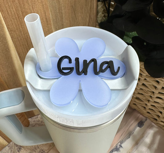 Personalized Flower Name Plate for beverage containers